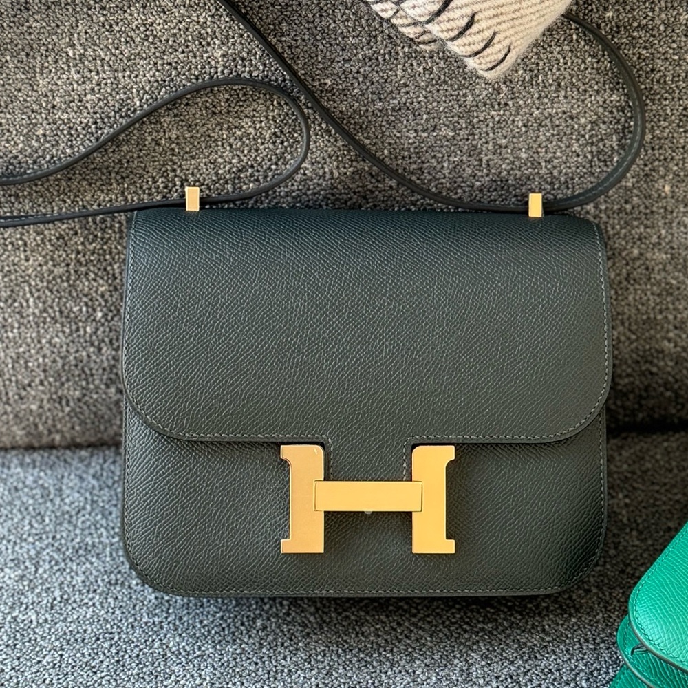 Hermes Constance 18 Vert Fonce Epsom Electrum HW NIB